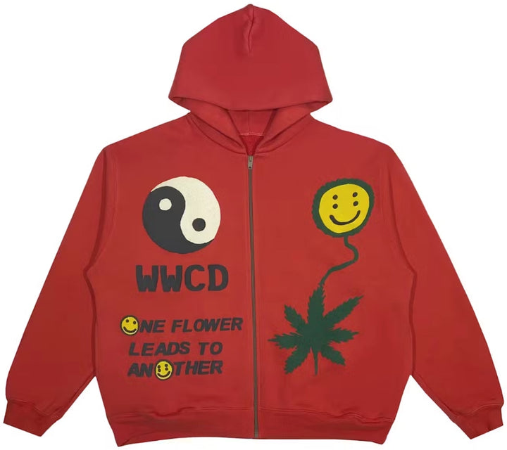 Cactus Plant Flea Market Earth First Zip Hoodie Red