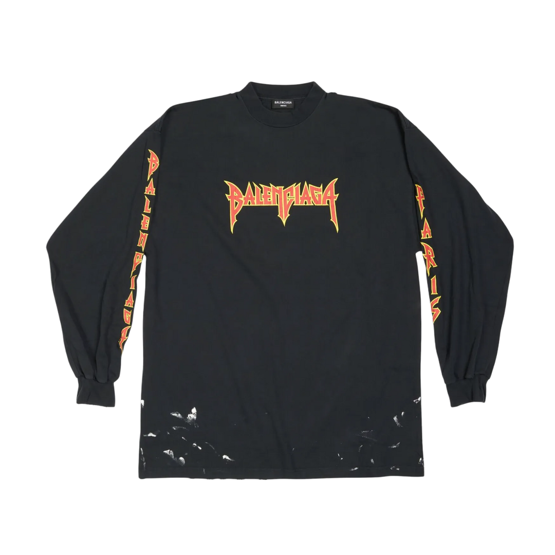 Balenciaga Metal Longsleeve T-Shirt Oversized Black 'Vintage Jersey'