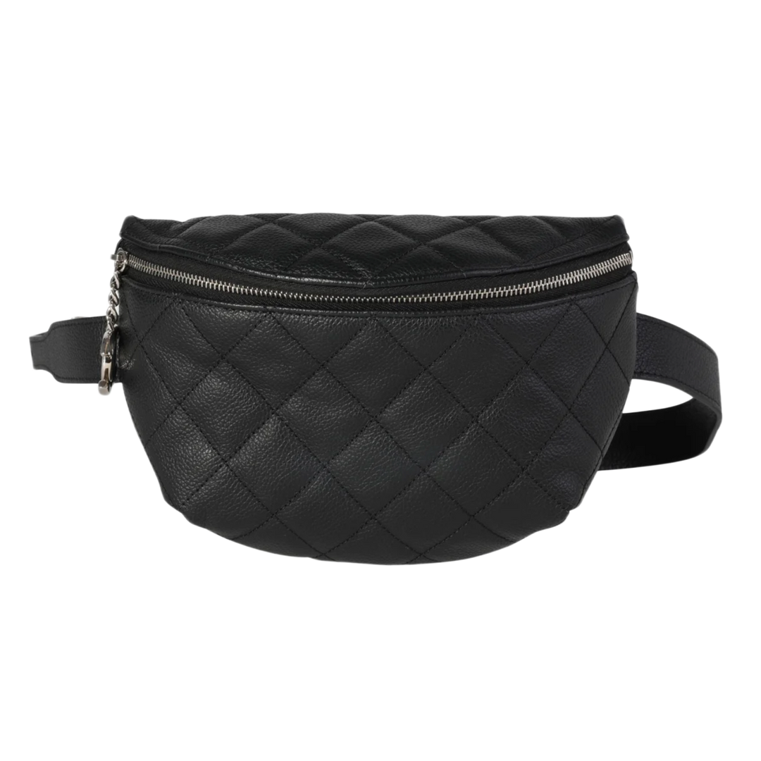 Chanel 'Black' Calfskin Quilted Uniform Belt Bag