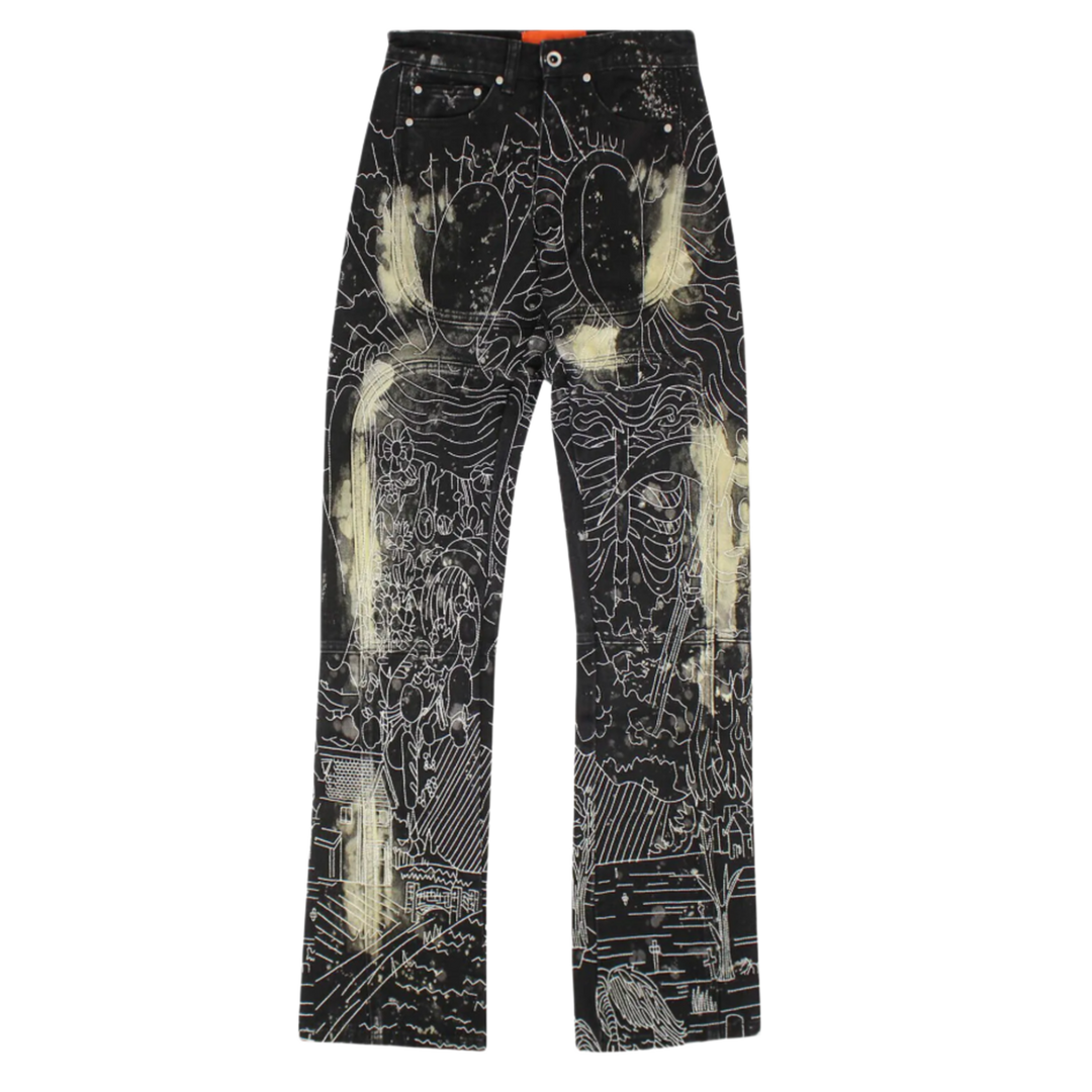 Who Decides War 'Black' Blanched Embroidered Jeans