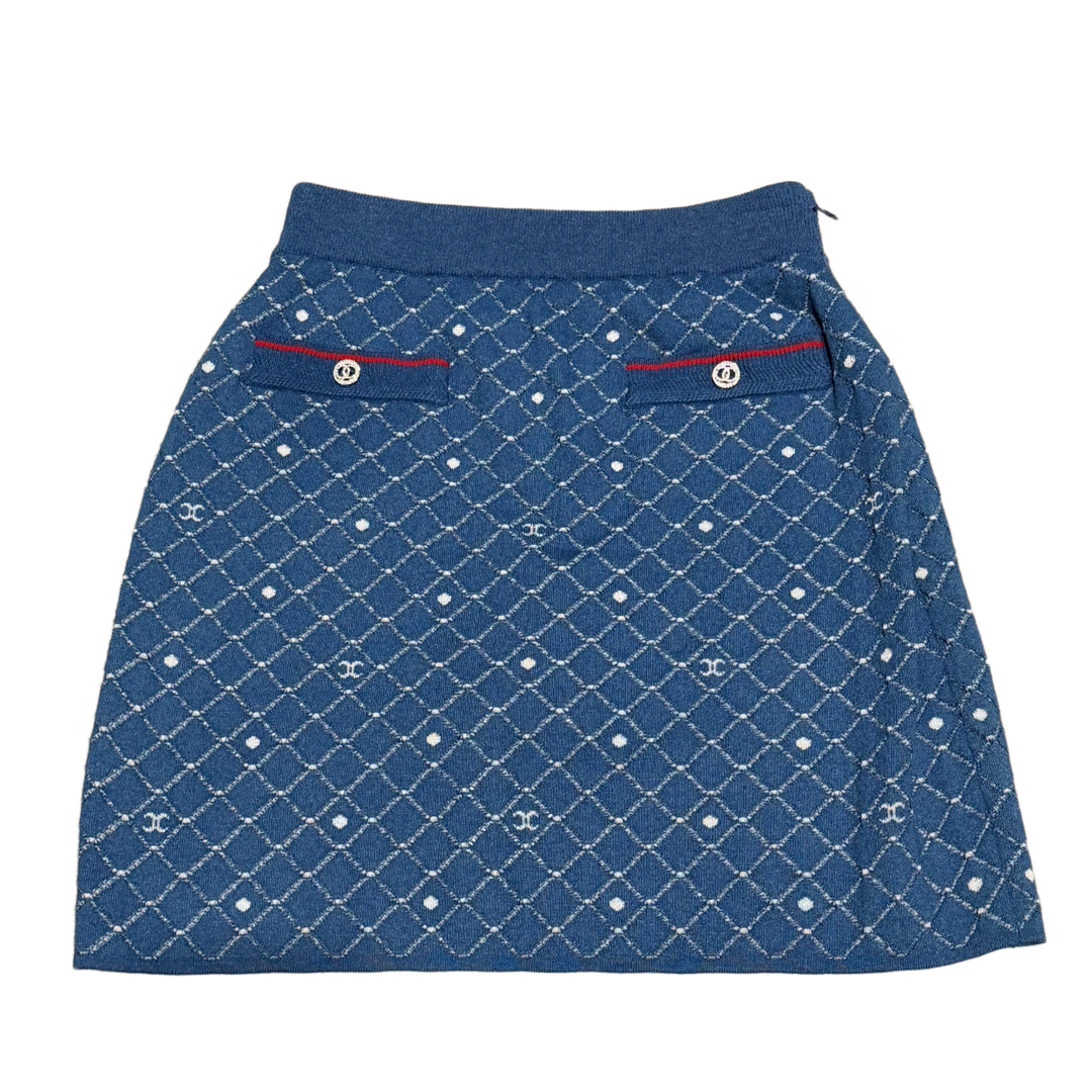 Chanel 'Blue Quilted Knit' Mini Skirt