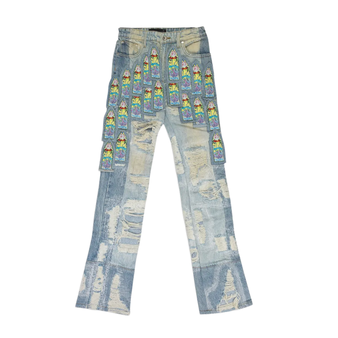 Who Decides War 'Stained Cathedral Glass & Distressed Blue' Denim Jeans