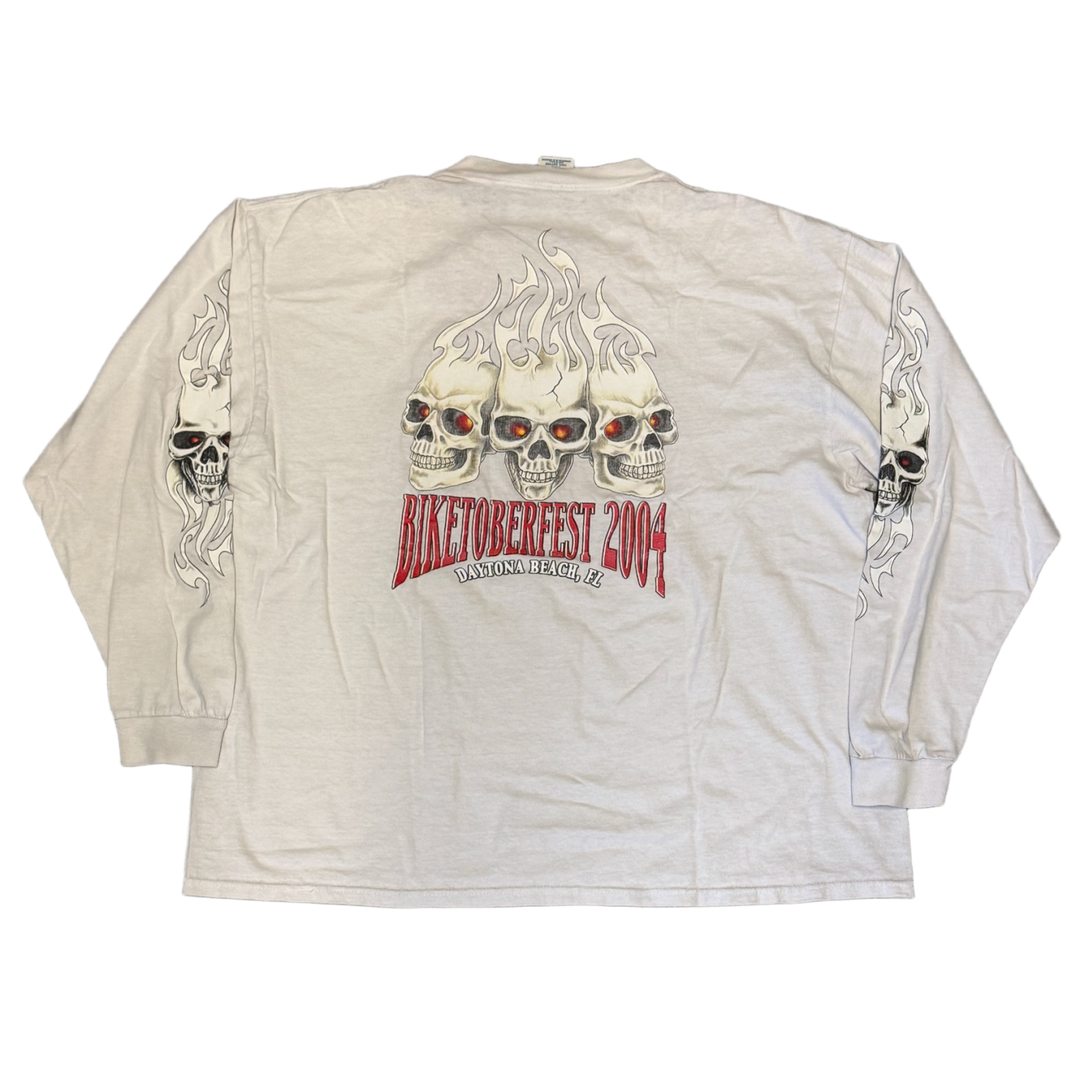Biketoberfest 'Daytona Beach 2004' Vintage Skull Longsleeve Tee