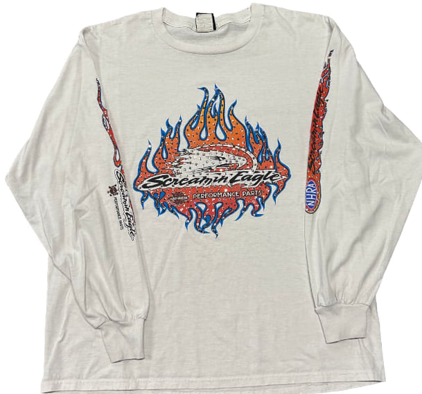 Harley Davidson 'Blue/Orange Screaming Eagle' Rhinestone Vintage Longsleeve