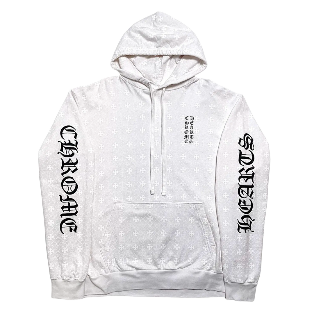 Chrome Hearts 'White Monogram' Vertical Horseshoe Logo Hoodie
