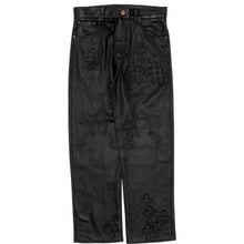Chrome Hearts Kids 'Black' Leather Cross Patch Pants