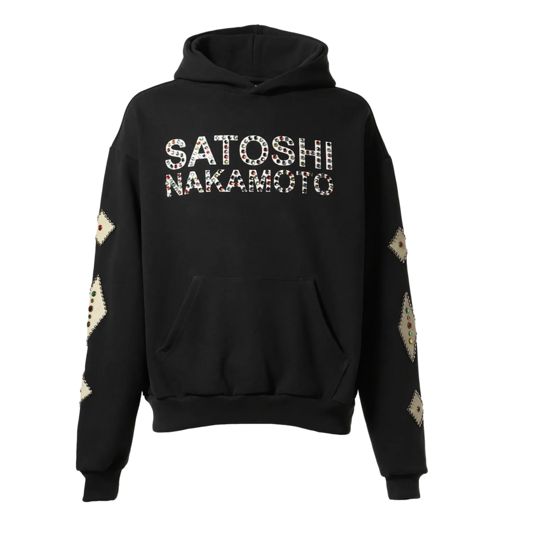 Satoshi Nakamoto 'Studded Logo' Black Hoodie