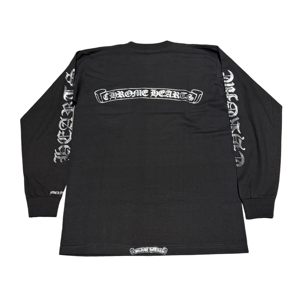 Chrome Hearts Vintage 'Vertical Logo Foil Scroll' Black Longsleeve