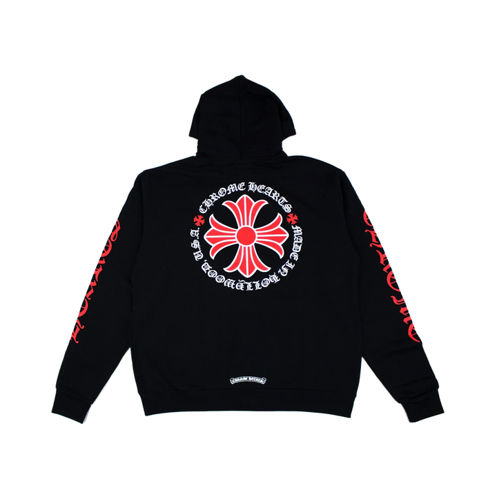 Chrome Hearts Made In Hollywood Plus Cross Zip Up Hoodie Black/Red