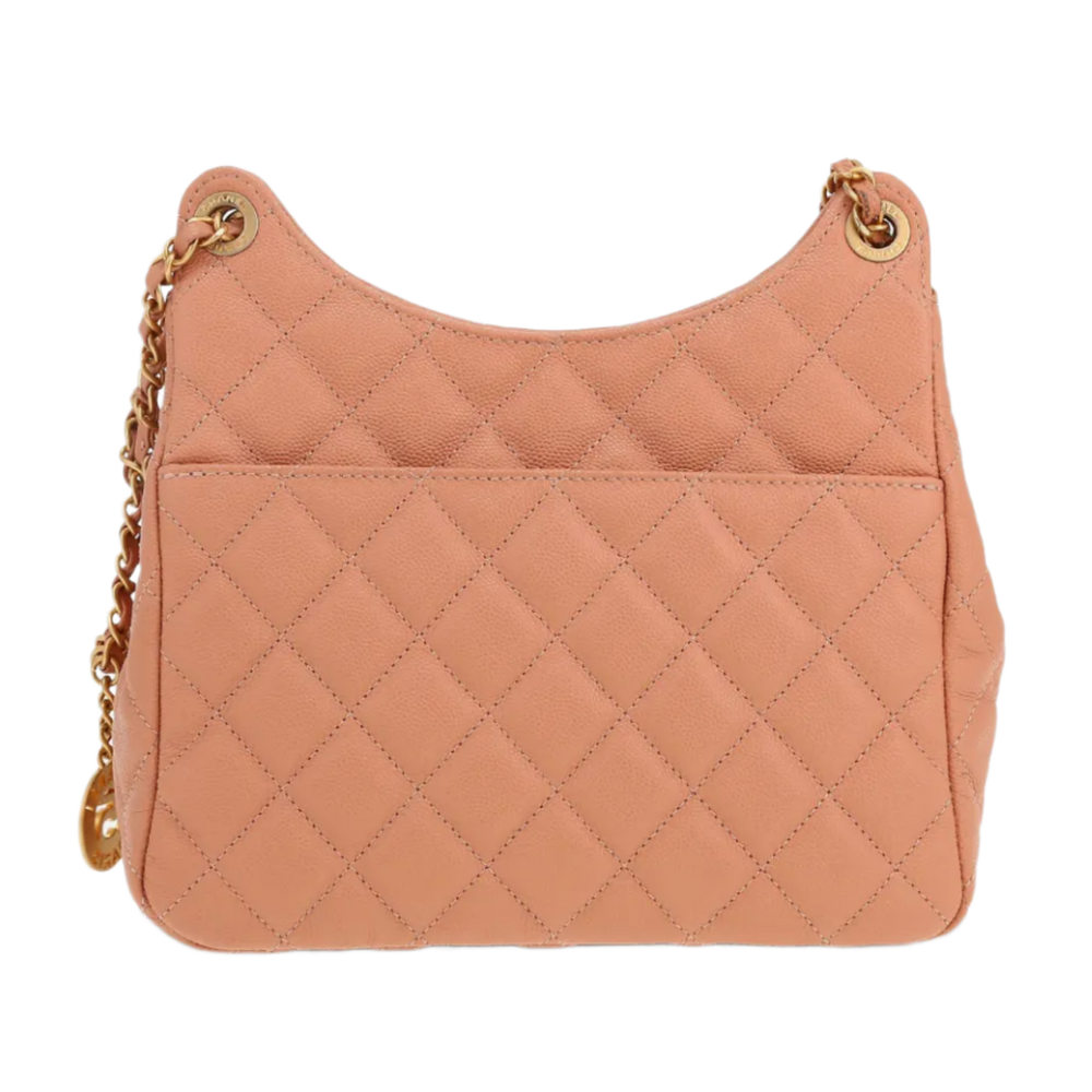Chanel 'Pink' Caviar Quilted Wavy CC Hobo Bag