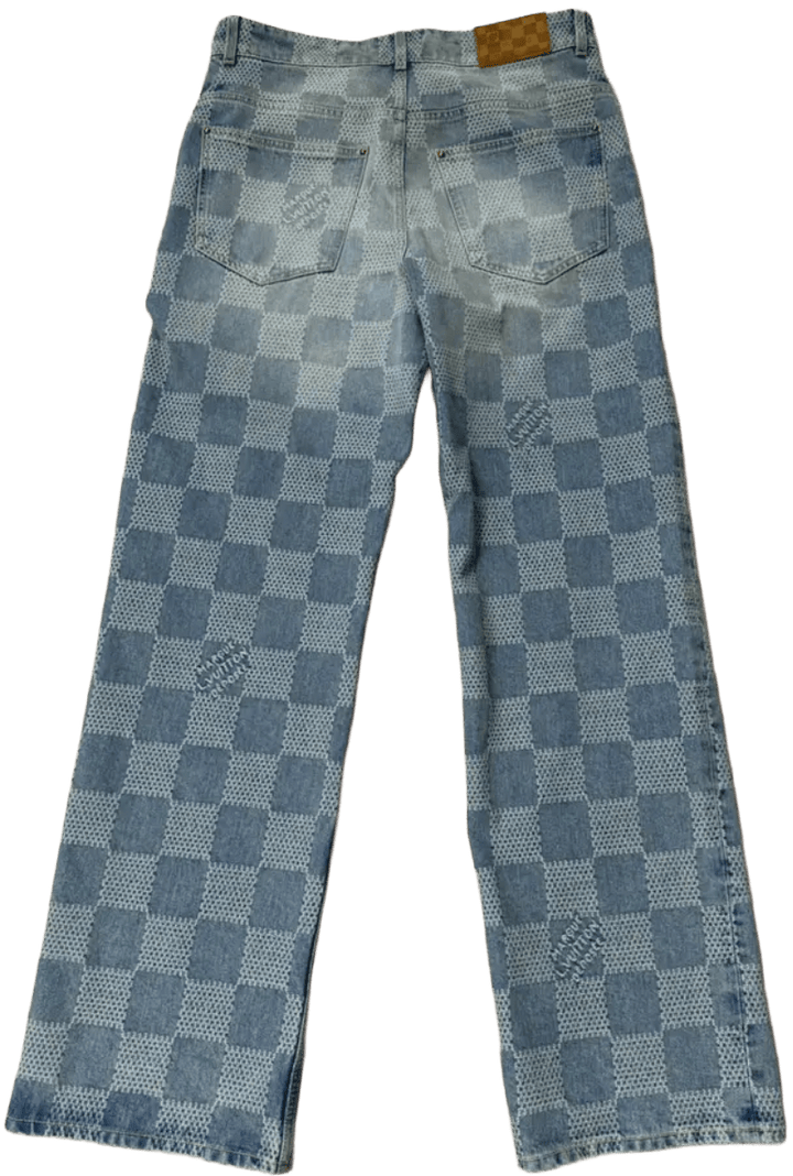 Louis Vuitton 'Damier' Dark Wash Skate Jeans