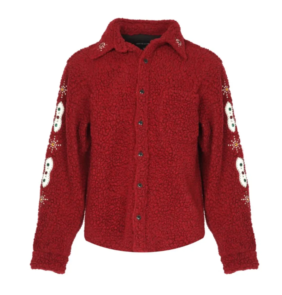 Cout De La Liberte 'Tommy Embellished' Burgundy Wool Jacket