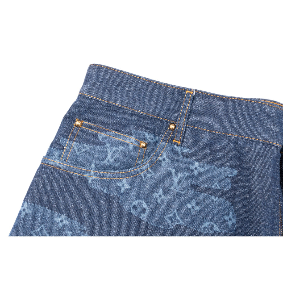 Louis Vuitton x Nigo Monogram Chambray Shorts Indigo