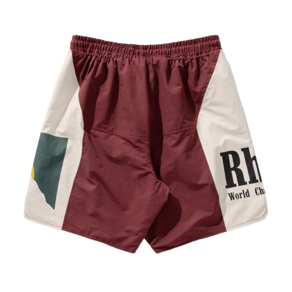 Rhude 'Burgundy' Colorblock Logo Shorts