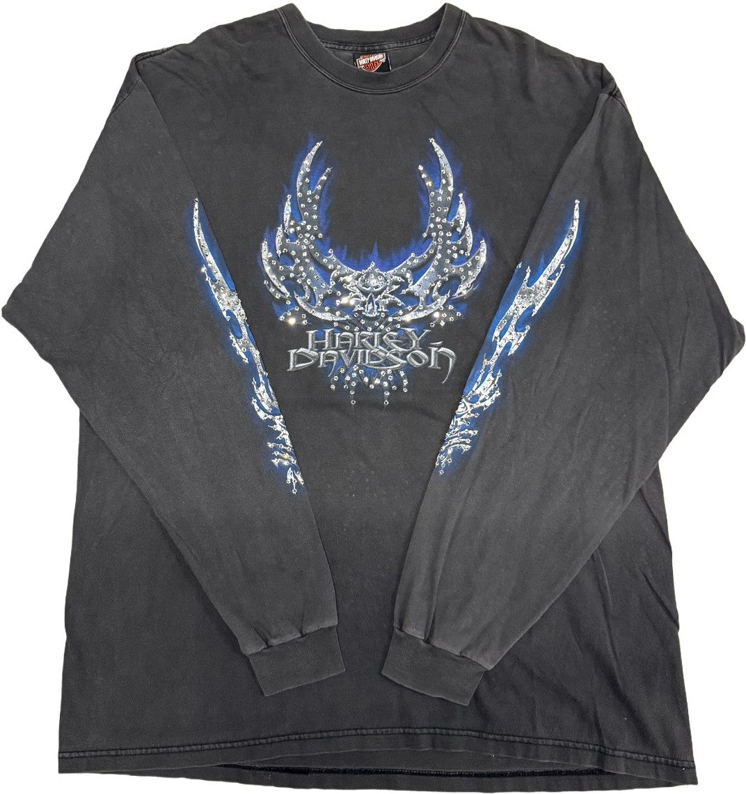 Harley Davidson 'World Famous Bartels' Rhinestone Vintage Longsleeve