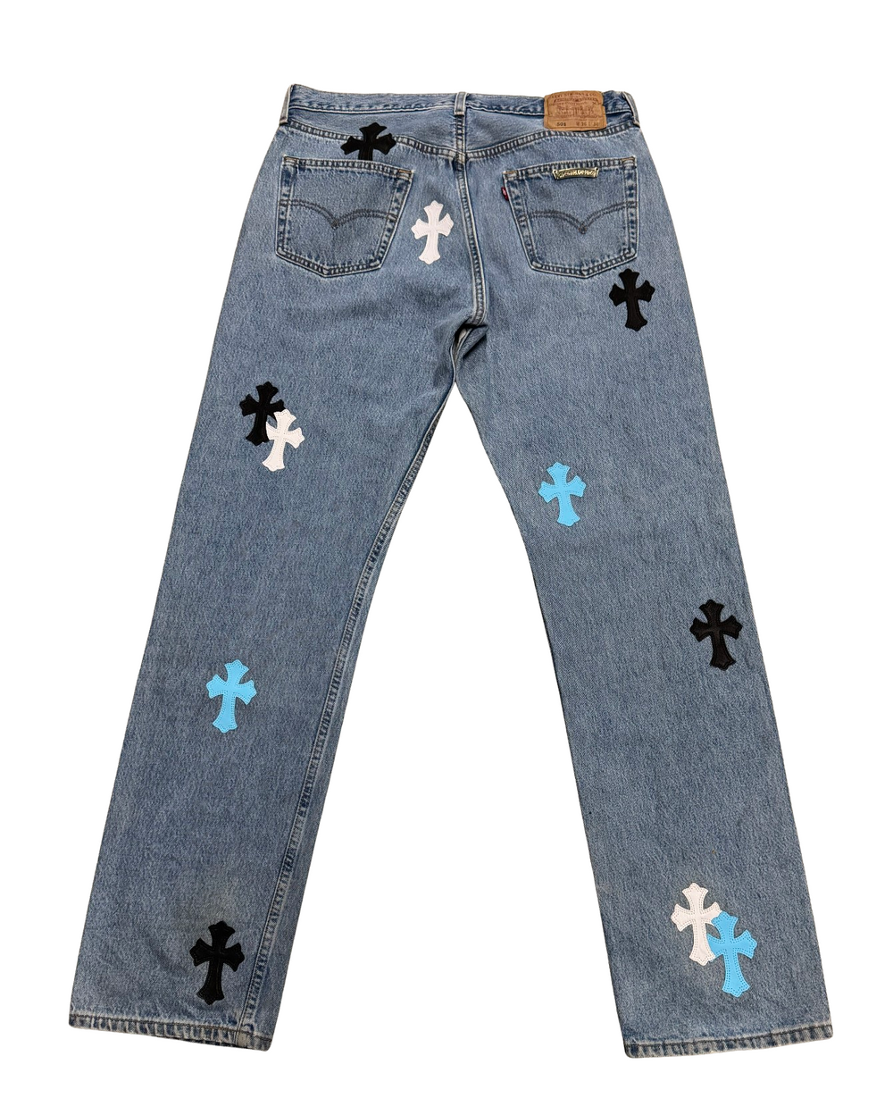 Chrome Hearts 'White/Blue/Black' 20 Cross Patch Blue Jeans