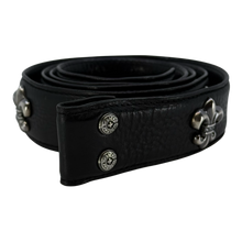 Chrome Hearts Fleur de Lis Studded Leather Belt Strap Black