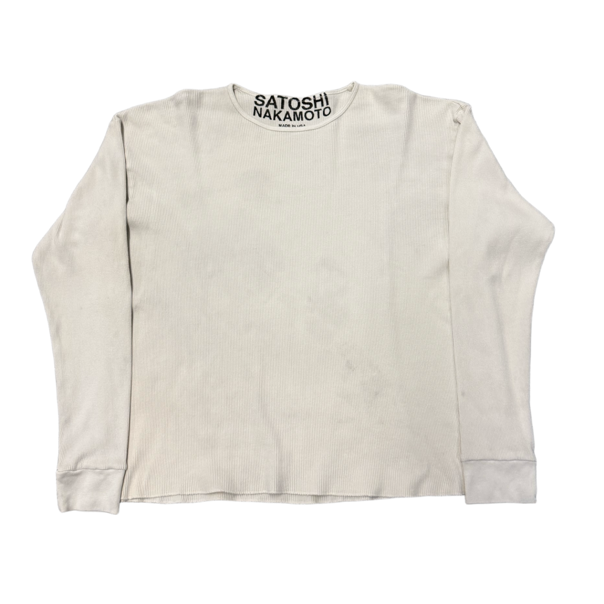 Satoshi Nakamoto 'Destroyed Luke' White Thermal Longsleeve Tee