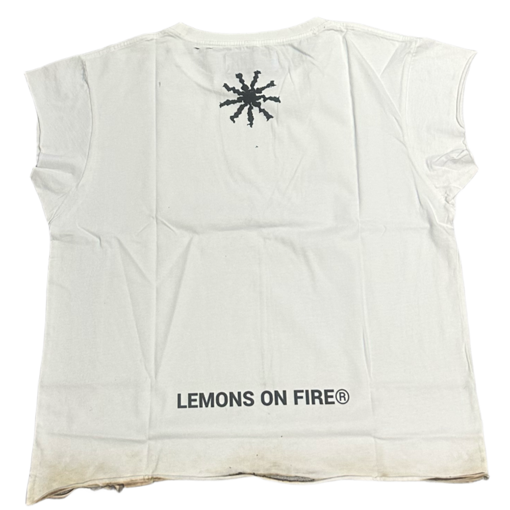 Lemons On Fire 'White' Burn Party Cutoff Shirt 