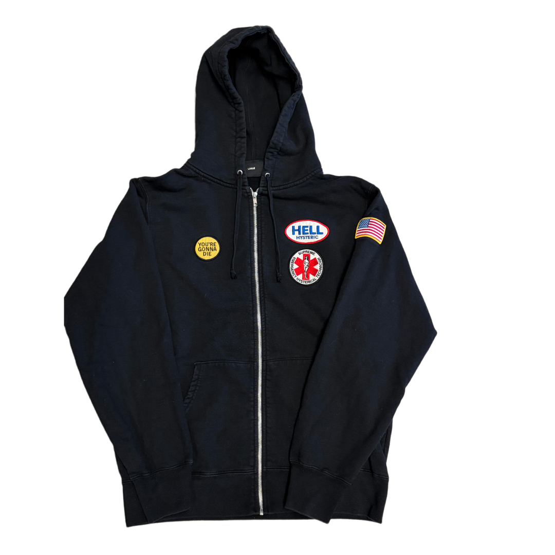 Supreme 'Black' Hysteric Glamour Patches Zip Up Hoodie
