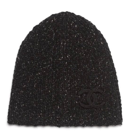 Chanel Cashmere Black/Silver Woven Beanie
