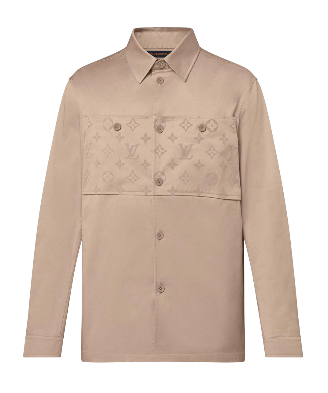 Louis Vuitton 'Beige' Monogram Flocked Casual Cotton Overshirt
