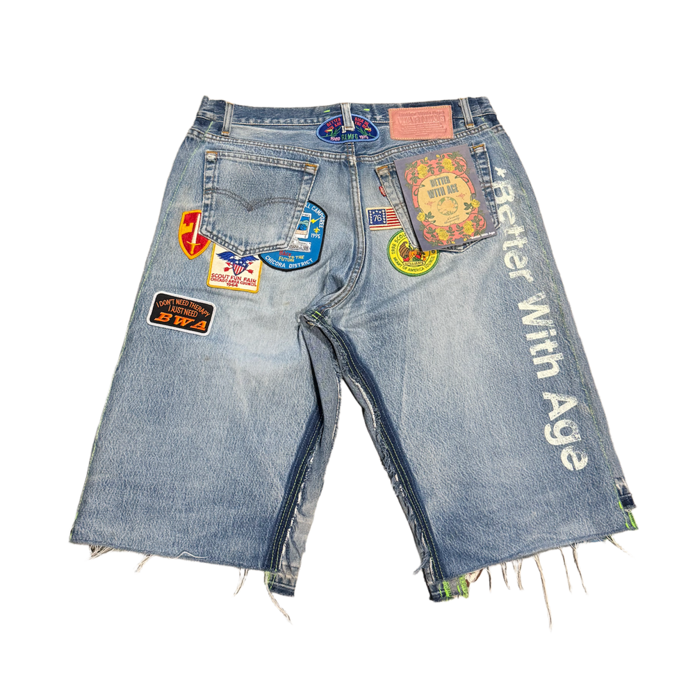 *Better With Age 'Gentleman's' Light Blue Triple Wide Distressed Denim Shorts