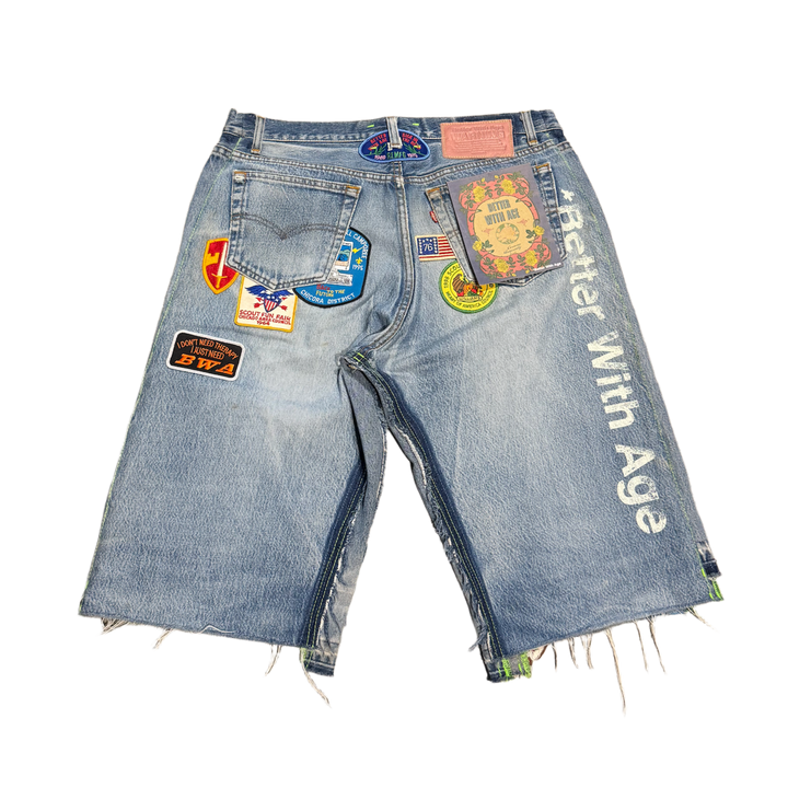 *Better With Age 'Gentleman's' Light Blue Triple Wide Distressed Denim Shorts