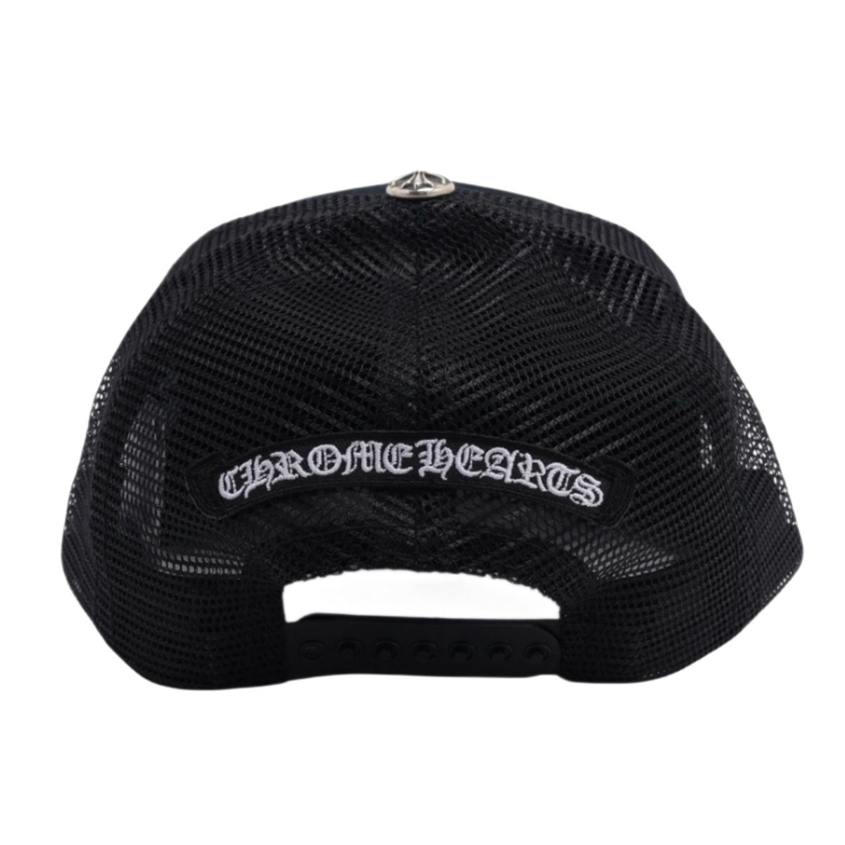 Chrome Hearts 'Pink Cemetery Triple Cross Patch' Black Trucker Hat