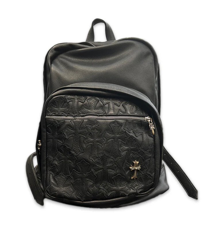 Chrome Hearts 'Cemetery' Black Leather Cross Patch 7th Grade Backpack