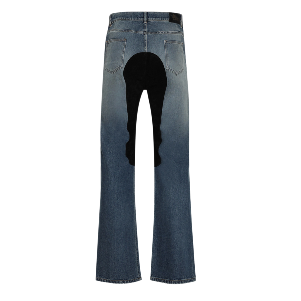 Marking Distance 'Washed Blue' Saddle Jeans