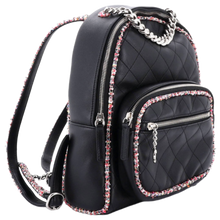 Chanel 'Elegant Trim' Quilted Leather Tweed Navy Backpack