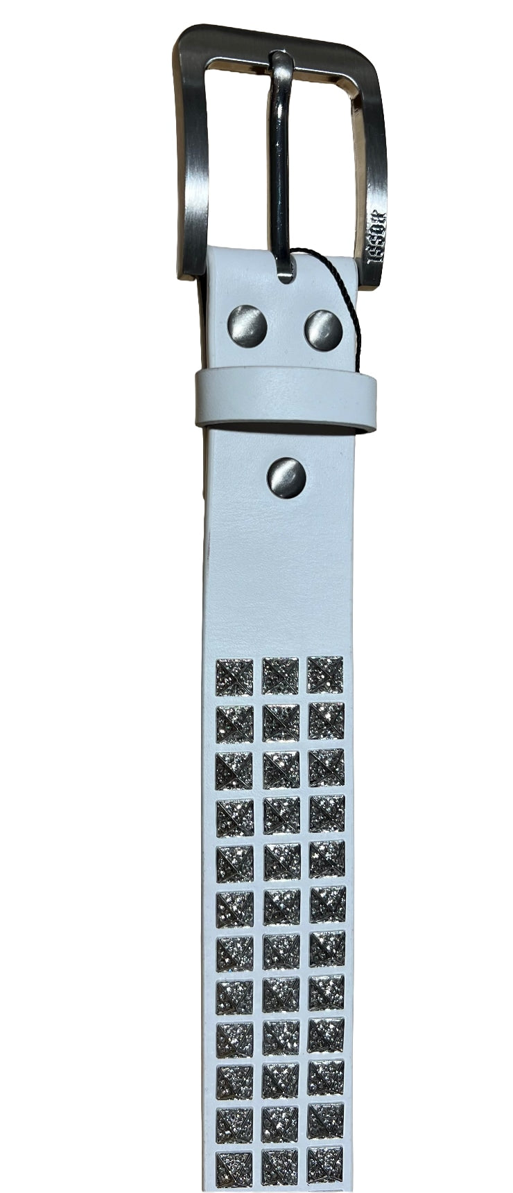 Bossi 'Silver on White' Studded Belt