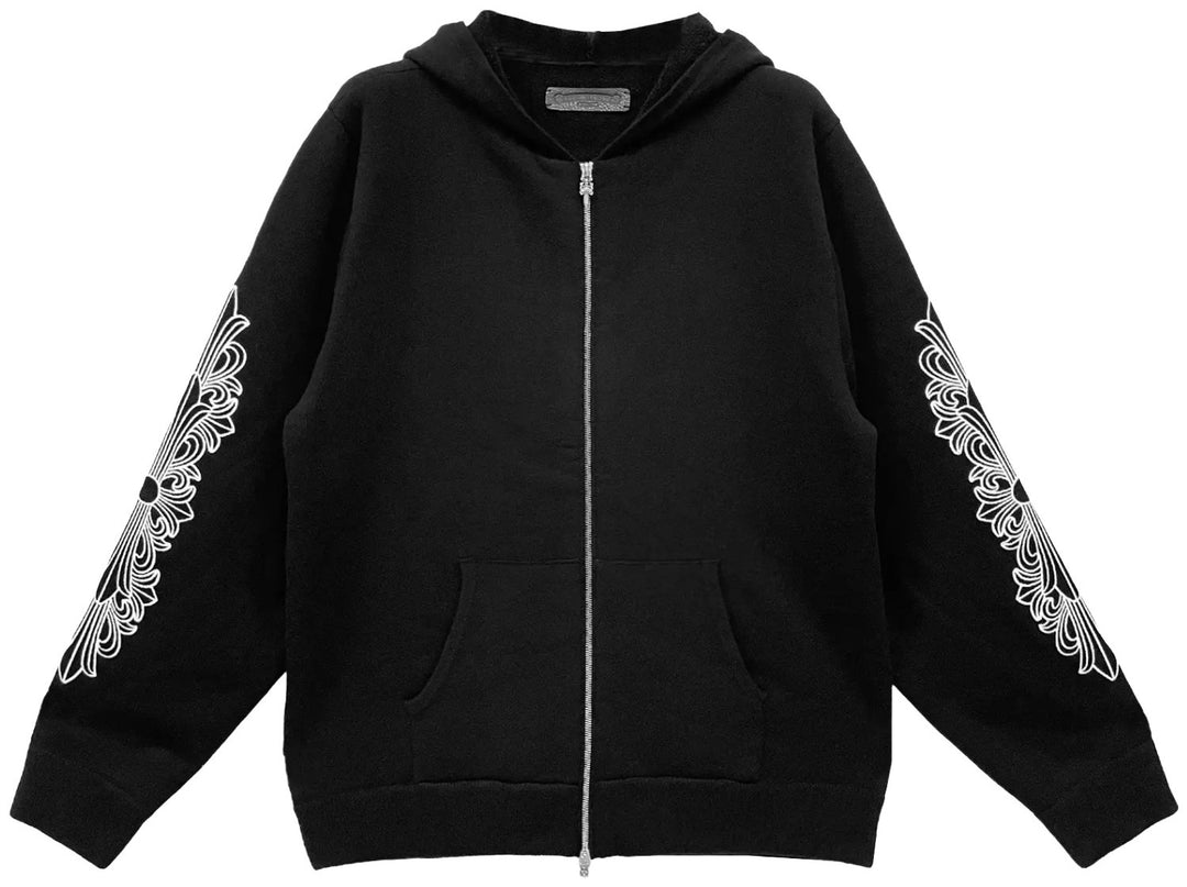 Chrome Hearts 'Black' Cashmere Floral Zip-Up