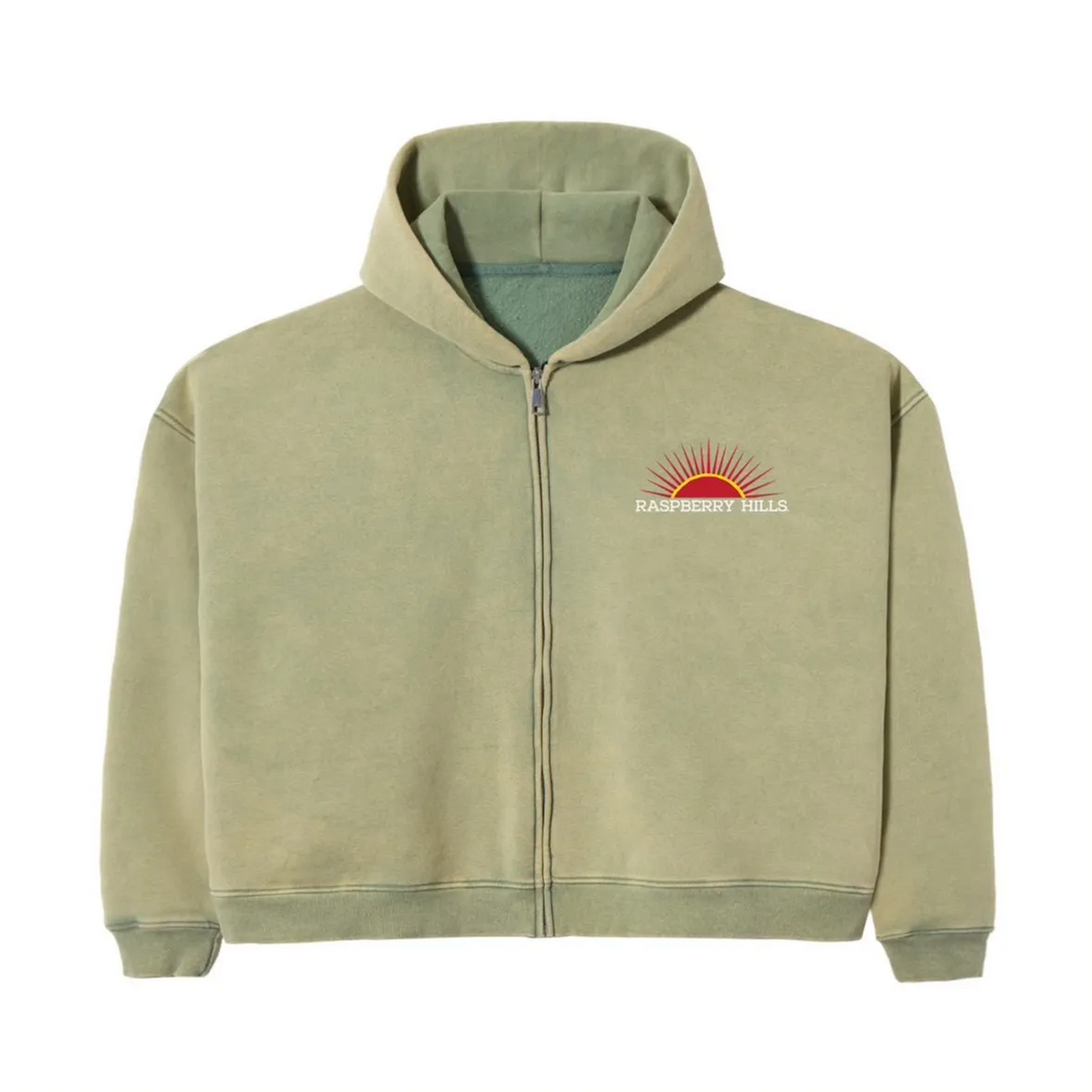 Gold+Vintage Gallery Raspberry Hills 'Casamigos' Olive Zip up Hoodie
