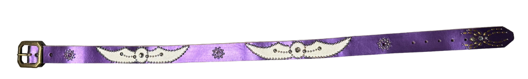 Studded 'White Leather Sun Spider Gem' Purple Belt