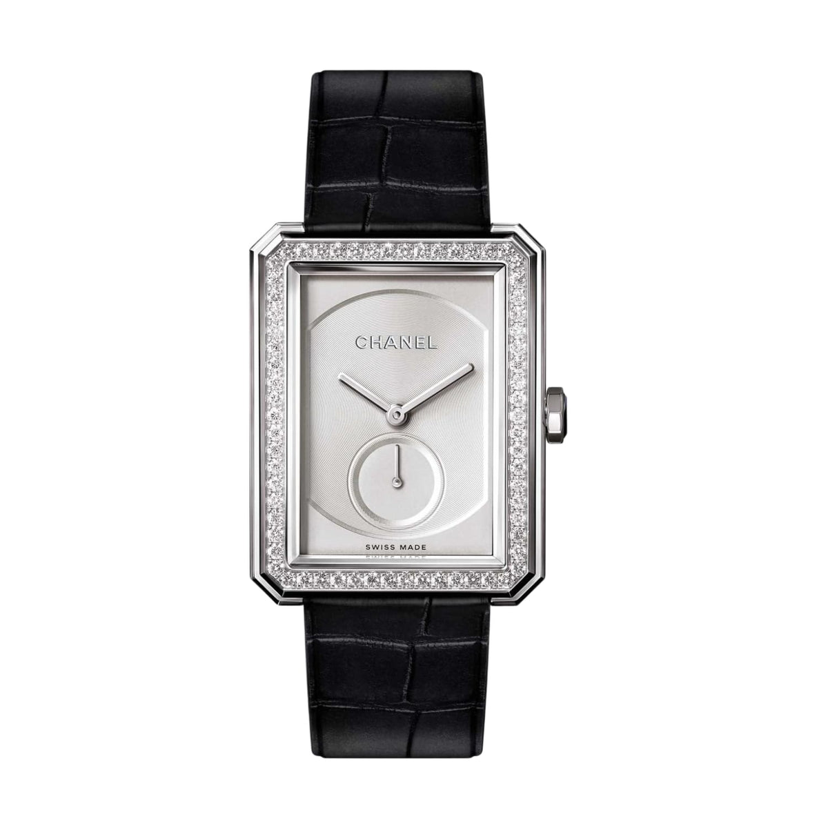 Chanel 'Boyfriend Large Watch' 18K Diamond w/Black Alligator Strap