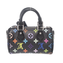 Louis Vuitton x Takashi Murakami 'Black' Monogram Nano Speedy Bag