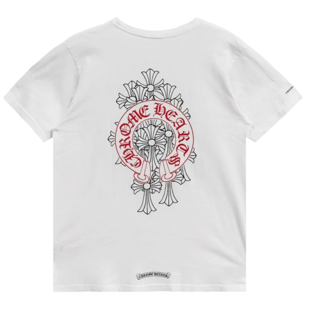 Chrome Hearts 'Red Horseshoe Logo' White Pocket Tee