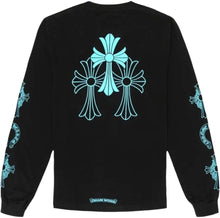 Chrome Hearts 'Light Blue Triple Cross' Black Longsleeve Tee