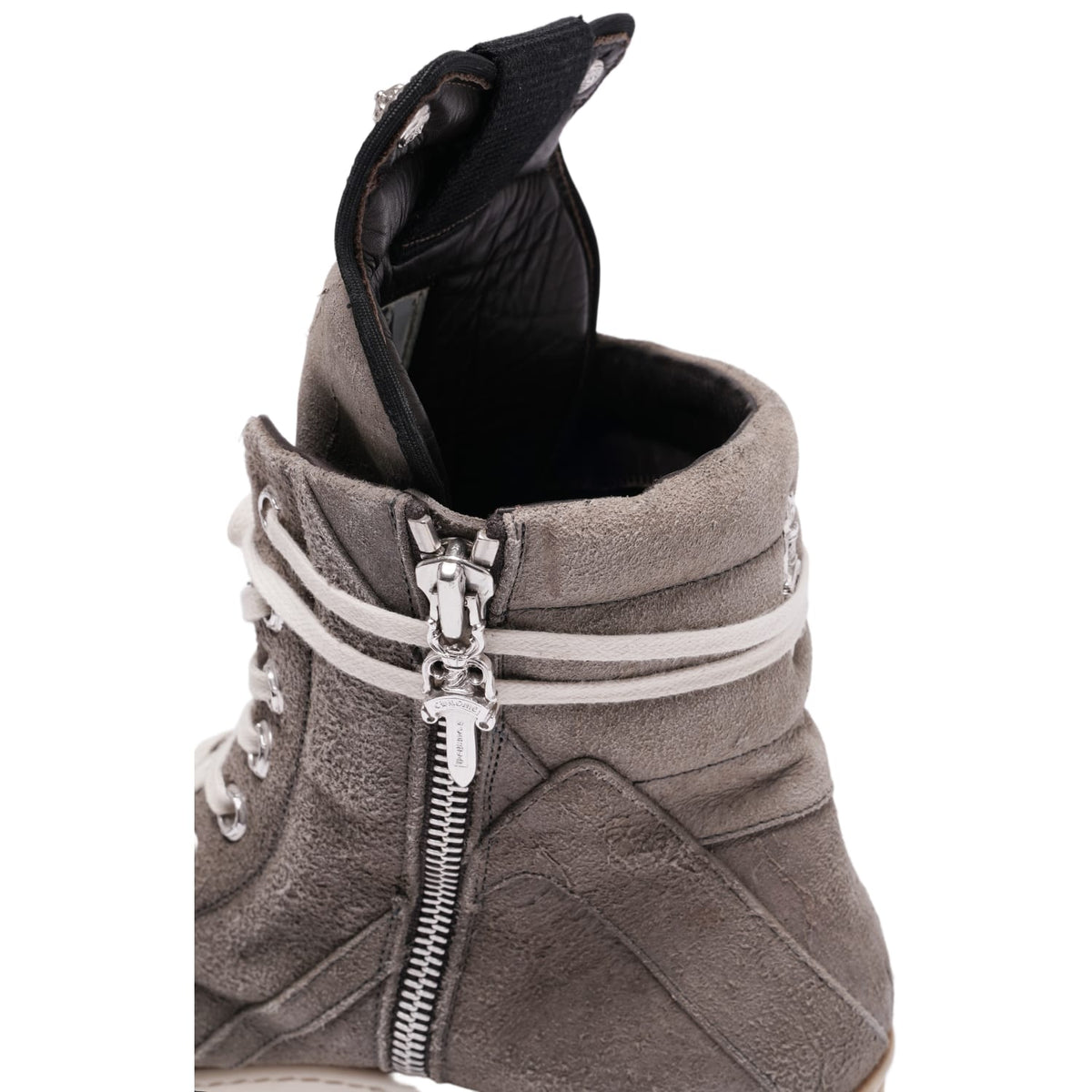 Chrome Hearts x Rick Owens 'Grey' Suede Geobasket Sneakers