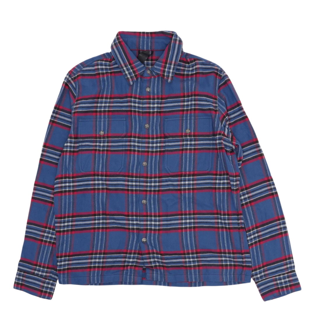 Chrome Hearts 'Blue Red Work Dog' Flannel Shirt