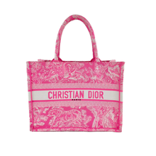 Christian Dior 'Neon Pink' Medium Dway Toile De Jouy Embroidered Book Tote