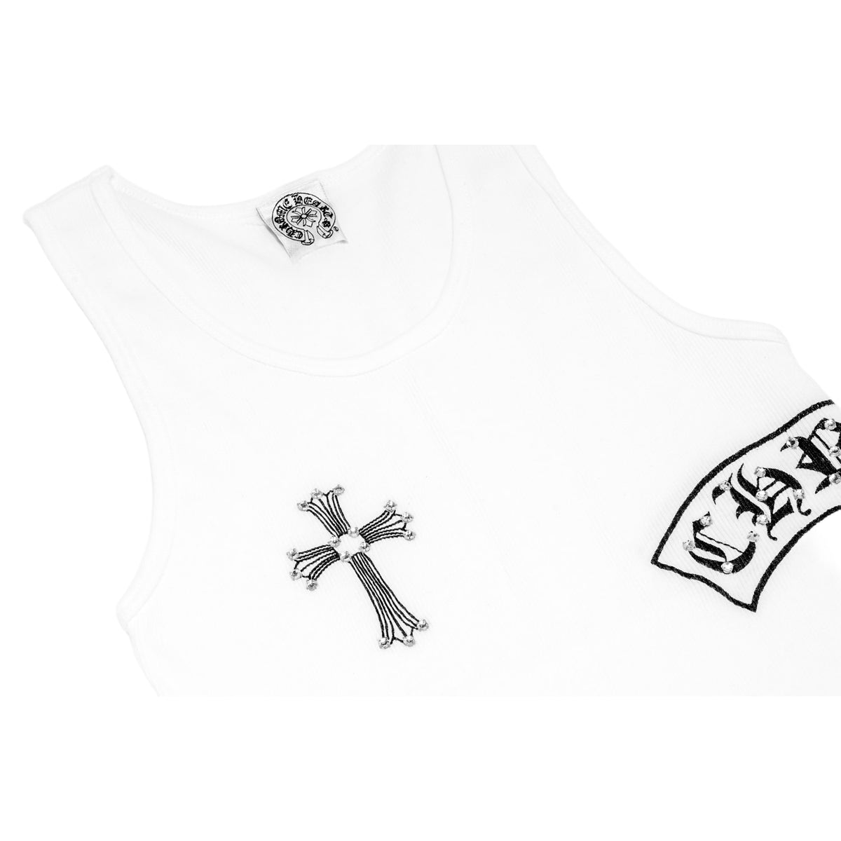 Chrome Hearts Vintage Women's 'White' Studded Cross T Bar Tank Top