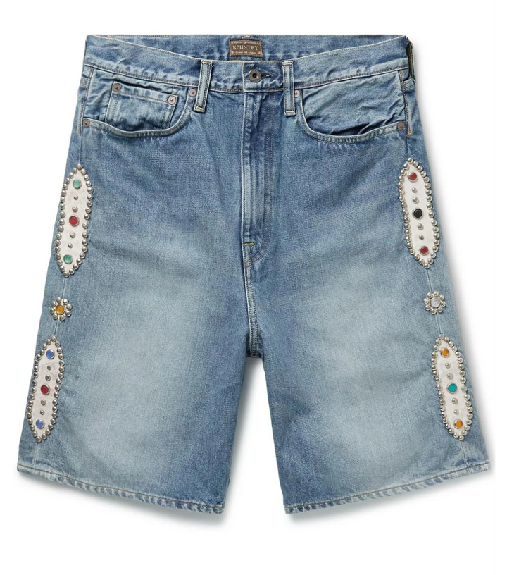 Kapital 'Embellished' Blue Denim Shorts