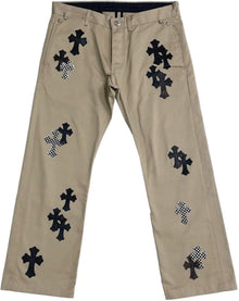 Chrome Hearts 'Black Camo Checker' Cross Patch Tan Chino Pants