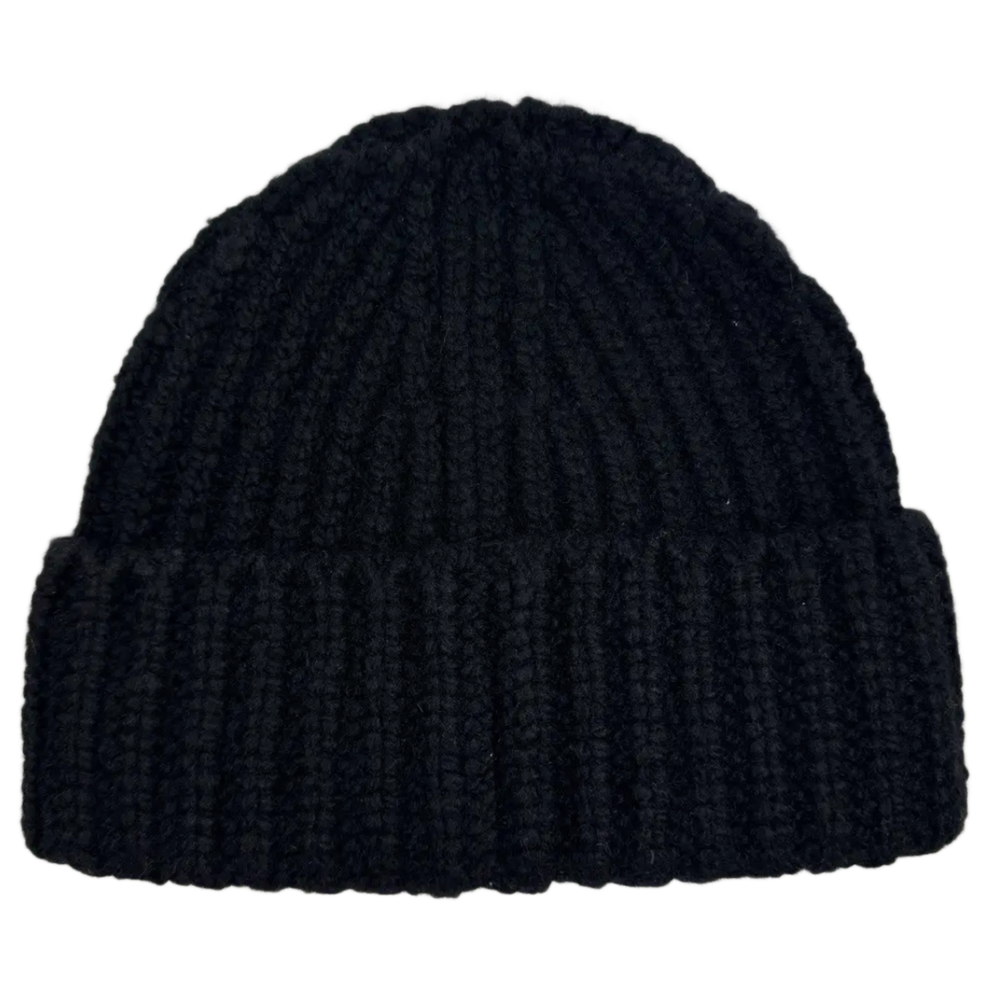 Chanel 'Red & White Logo' Black Knit Cashmere Beanie