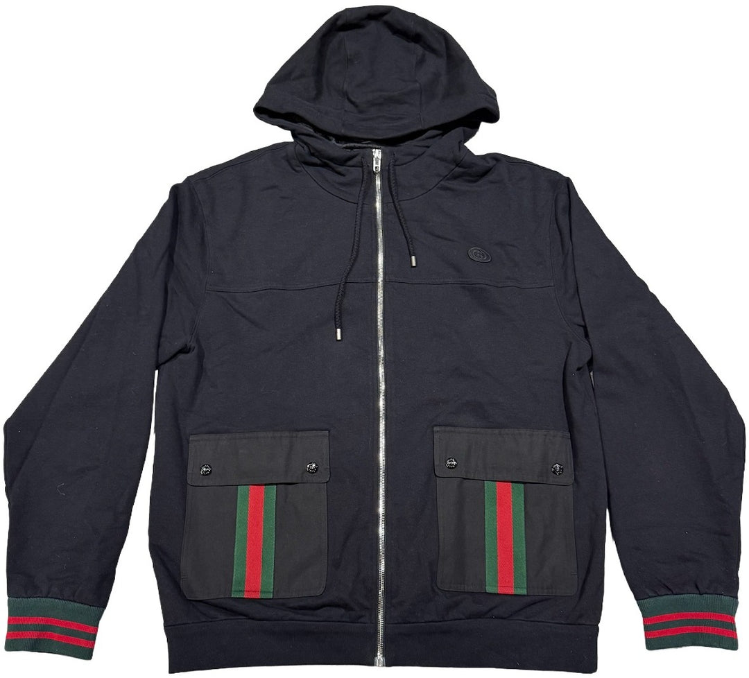Gucci 'GG' Jersey Hooded Zip Up Hoodie
