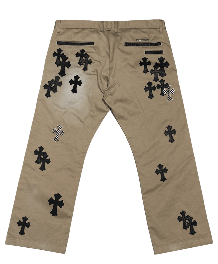 Chrome Hearts 'Black Camo Checker' Cross Patch Tan Chino Pants