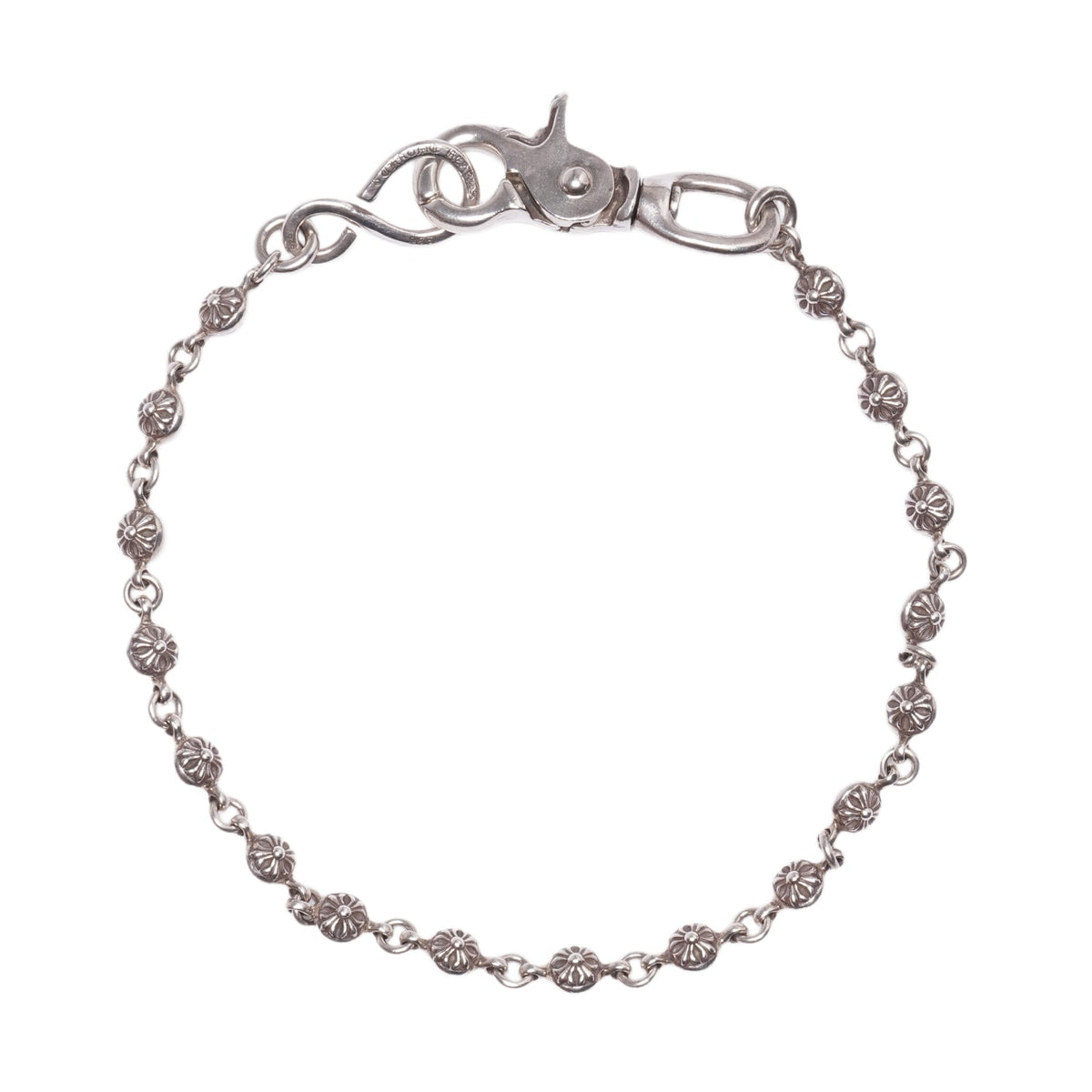 Chrome Hearts 'Crossball' 18in Single Clasp Silver Wallet Chain